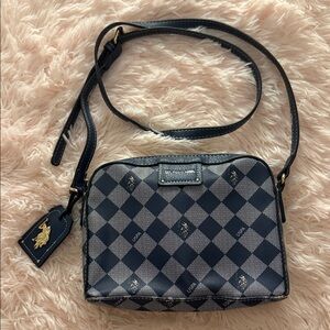 U.S. Polo Assn. Navy and Light Gray Check Crossbody Bag